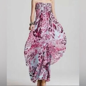 Laundry by Shelly Segal strapless pink blue dress Sz 2